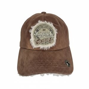 Von Dutch Vintage Y2K Velour Faux Fur Brown Cap
